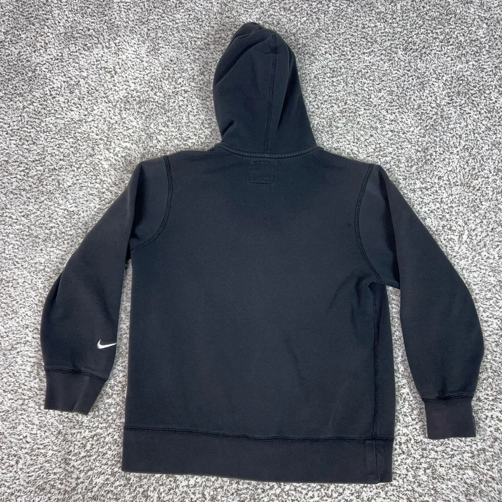 Nike Hoodie Boys Medium 10-12 Black Full Zip Fleece Logo Sweatshirt Top Spellout